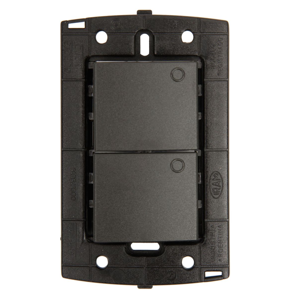 HALUX - Interruptor Doble Piano Quadra Negro