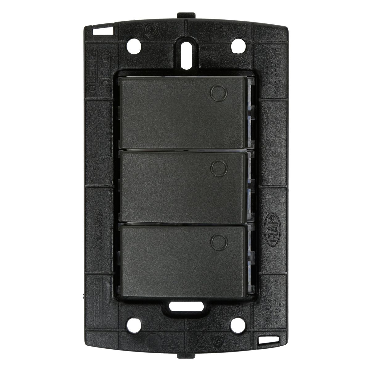 HALUX - Interruptor Triple Piano Quadra Negro