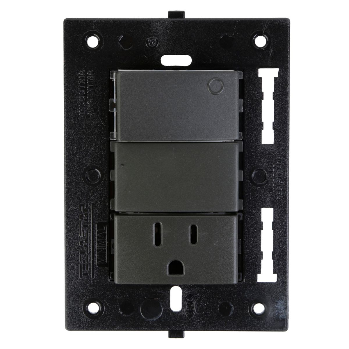 HALUX - Tomacorriente Simple P/T Minimal Negro