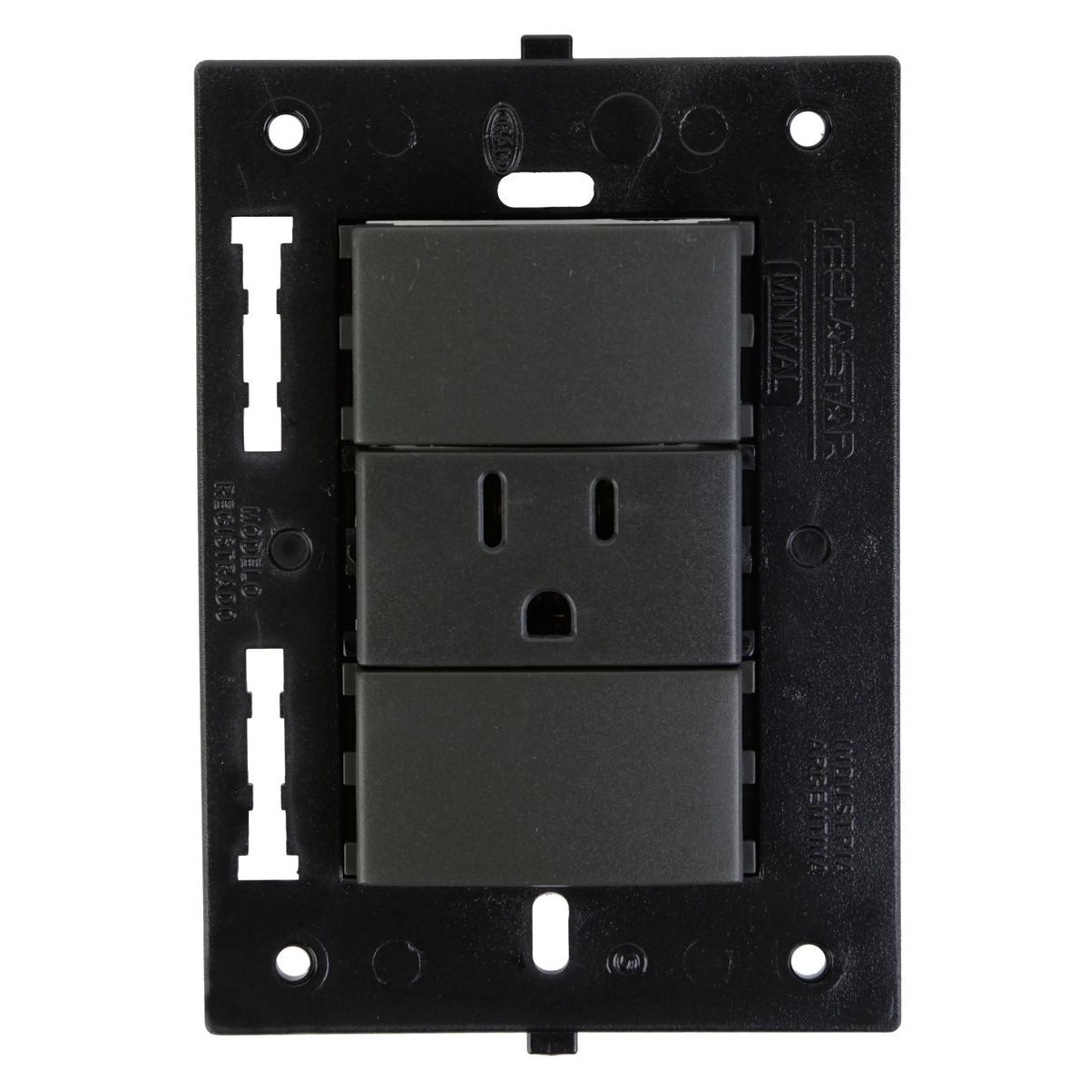 HALUX - Tomacorriente Simple P/T Minimal Negro