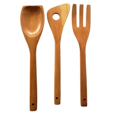 Juego x3 de Utensilios de Cocina Madera