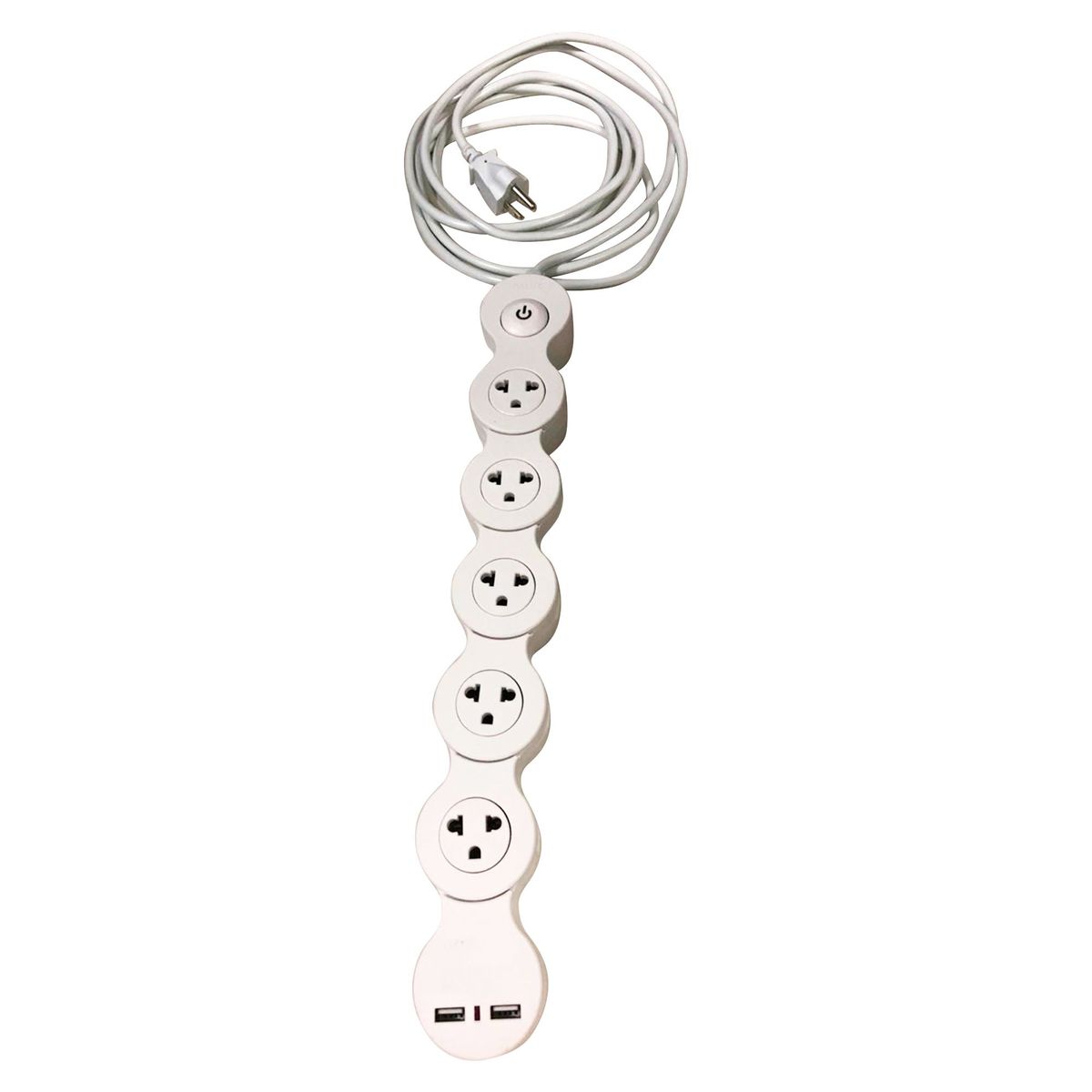 HALUX - Extensión 5 Tomas Universal + Tierra 3 Metros 2 Puertos USB Blanco