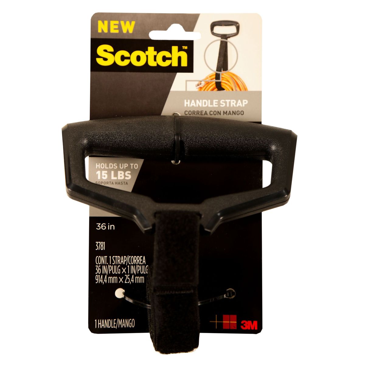 3M - Sujetador Velcro Correa con Mango 3M 6.8 kg. x 91 cm.