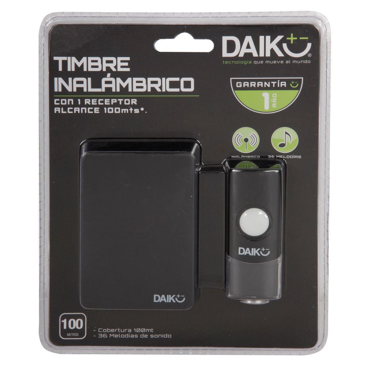 SODIMAC - Timbre Inalámbrico Negro 100 m