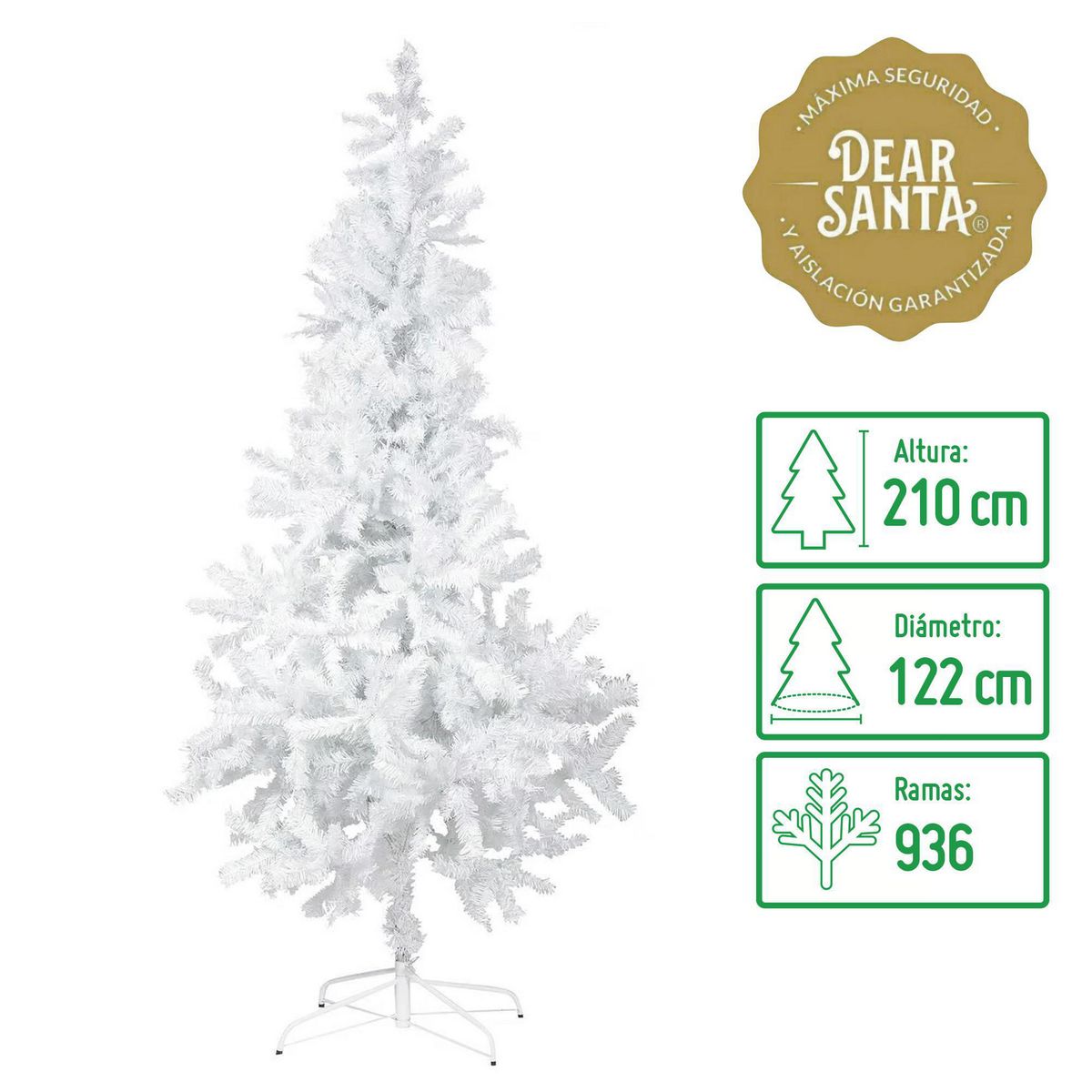 DEAR SANTA - Árbol de Navidad 210 cm 936 Ramas Mountain Blanco