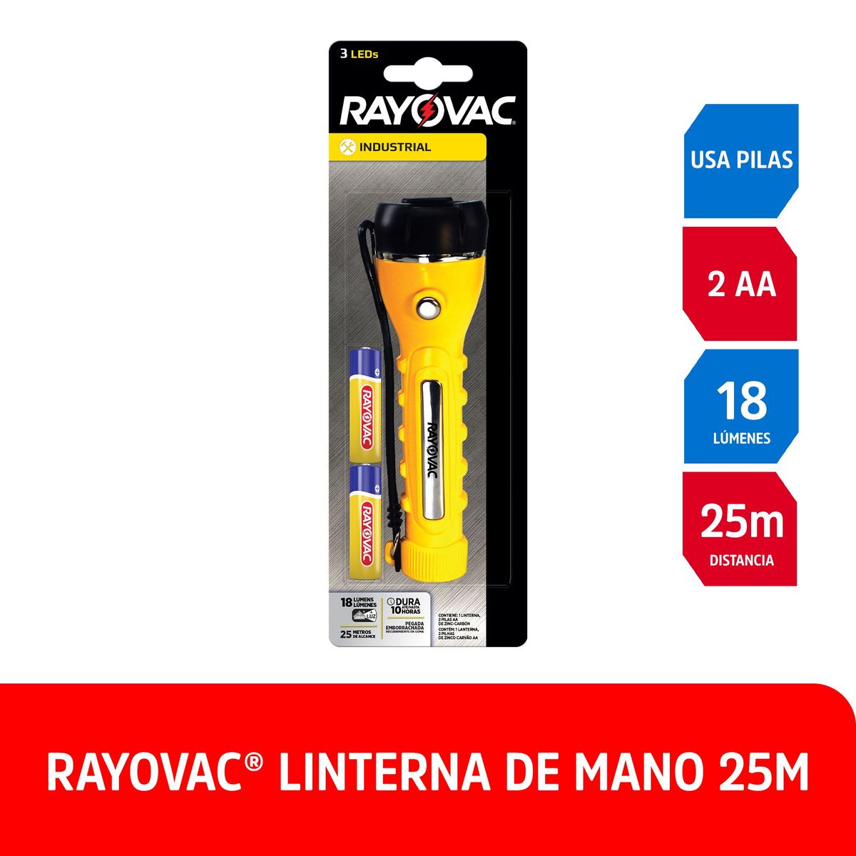 RAYOVAC - Linterna de mano Rayovac 18lm + 2 Pilas AA