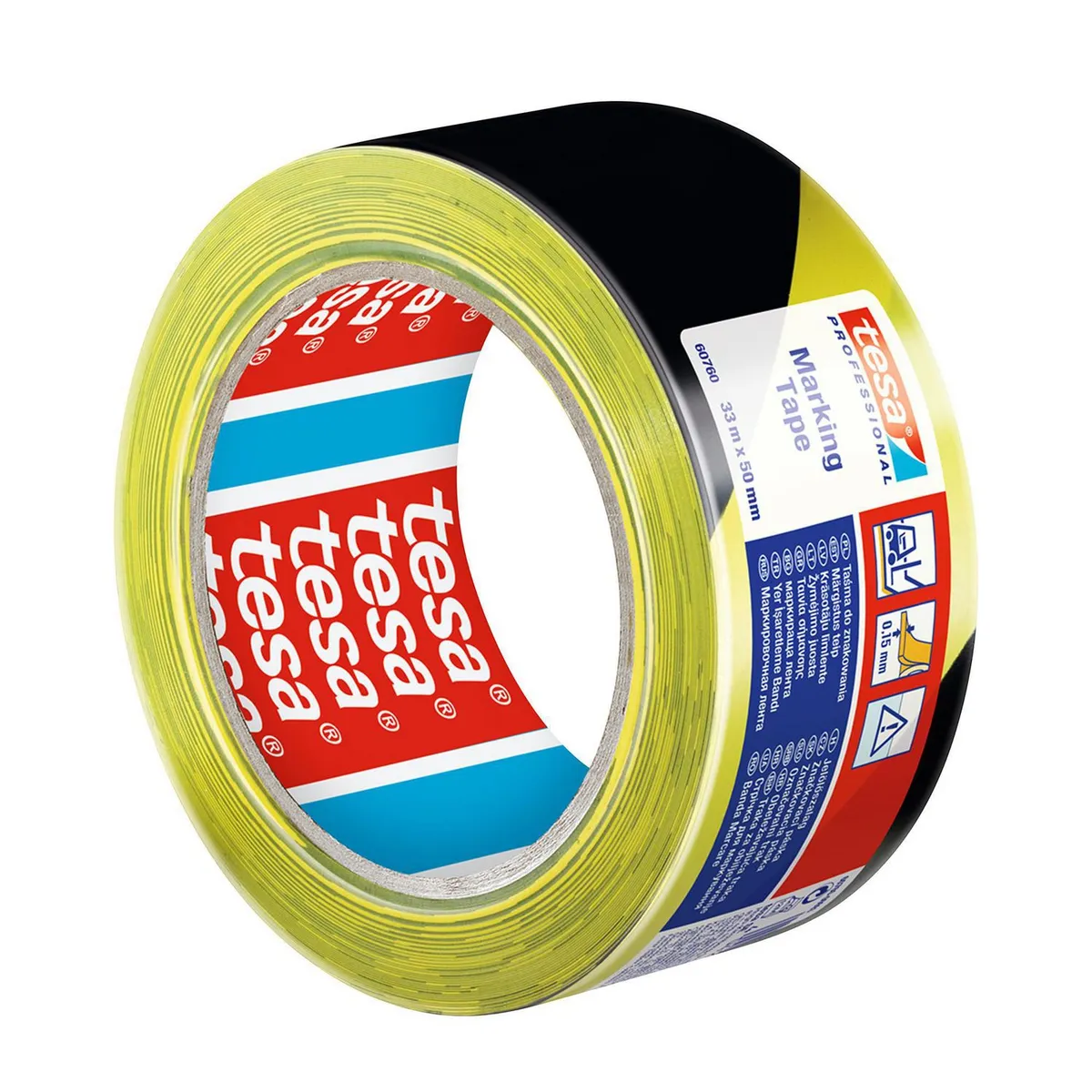 TESA - Cinta de Seguridad de Señalización Amarillo y Negro 50 mm x 33 m