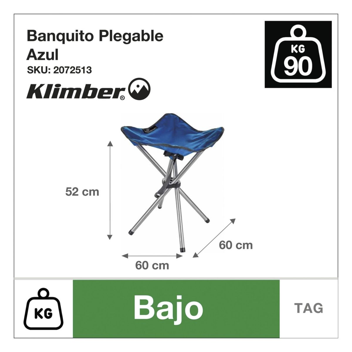 KLIMBER - Banquito plegable azul