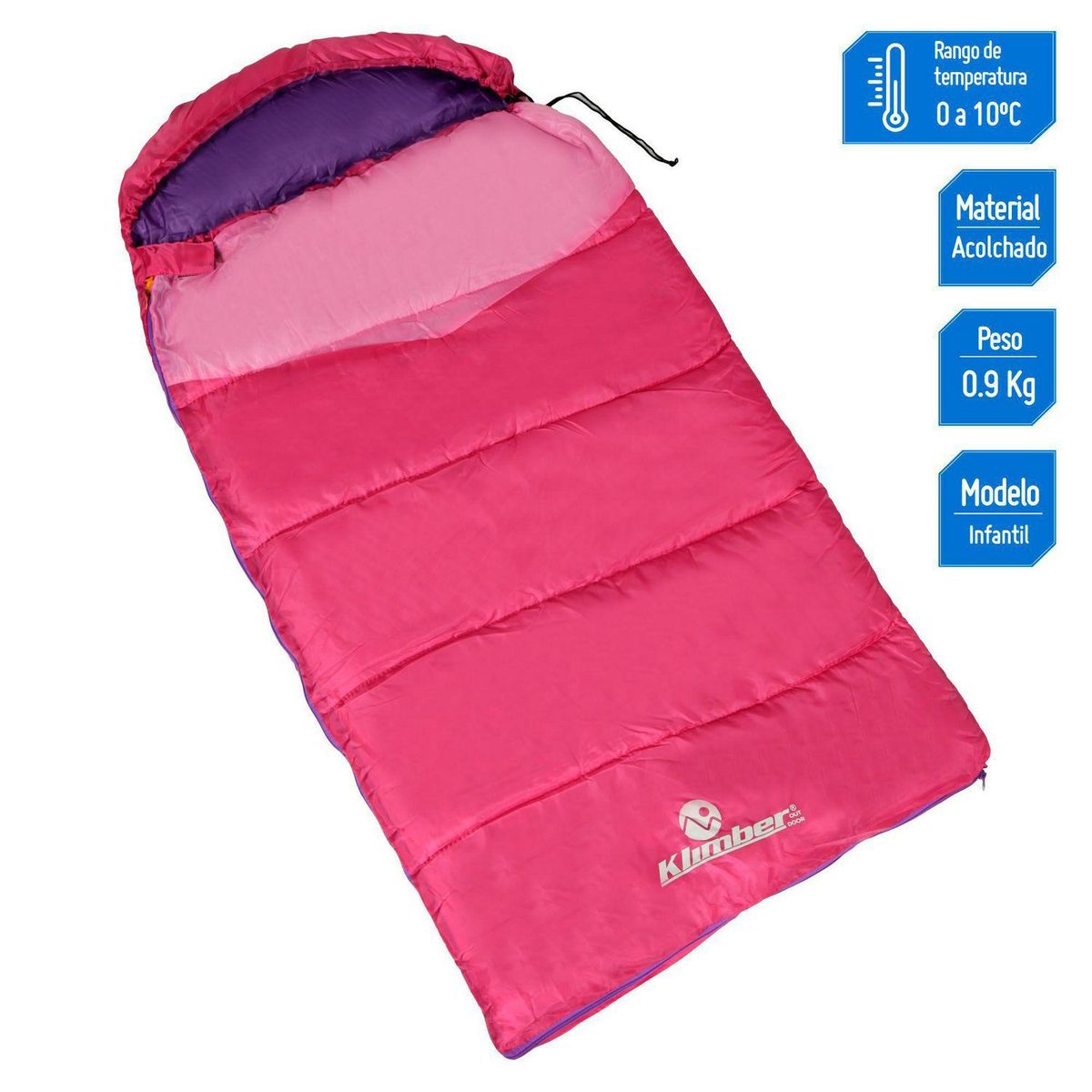 KLIMBER - Bolsa de Dormir Momia Infantil Rosa 140x75cm