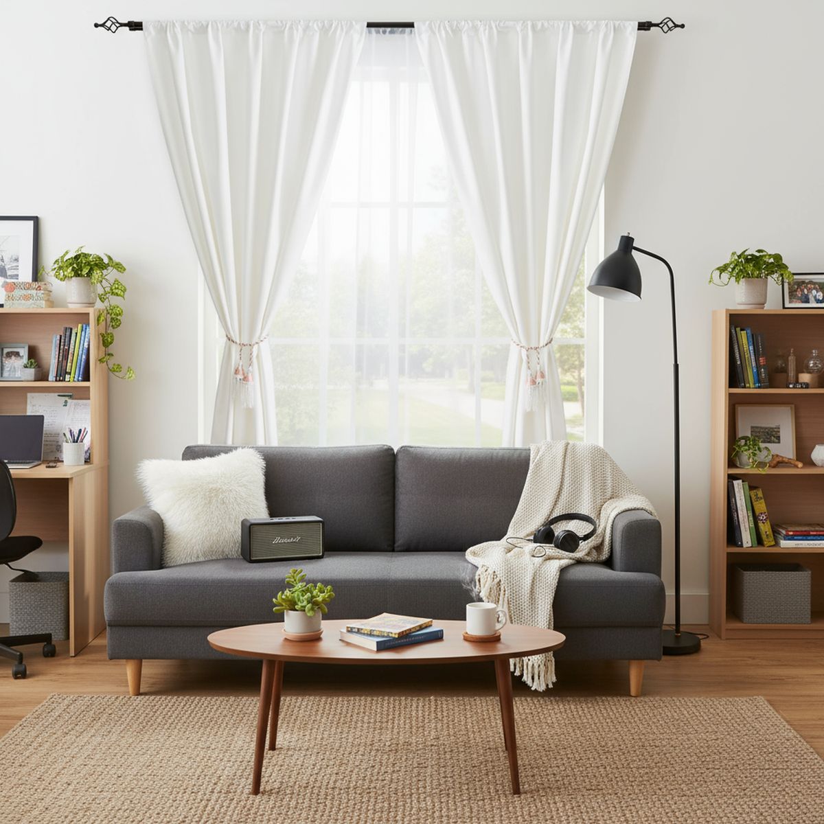 CASA BONITA - Cortina de Tela y Velo 145x220cm Crudo