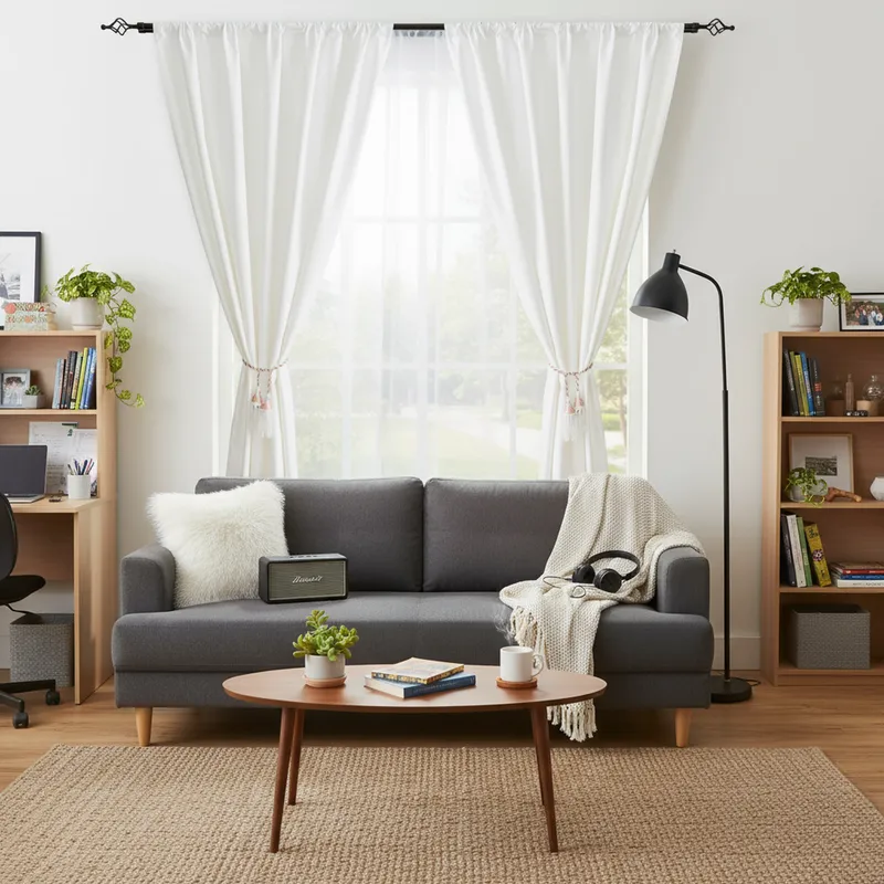 CASA BONITA - Cortina de Tela y Velo 145x220cm Crudo