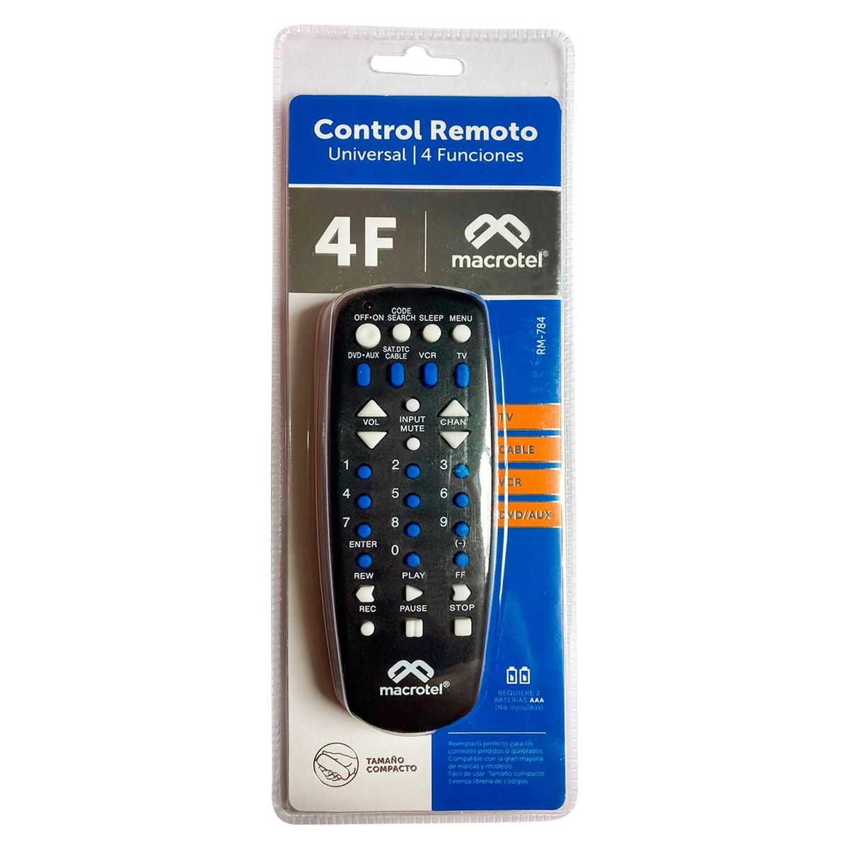 MACROTEL - Control Remoto Universal de 4 Funciones