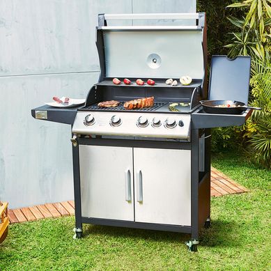 Parrilla a Gas 133x110x85cm 4 Quemadores + 1 Quemador Lateral