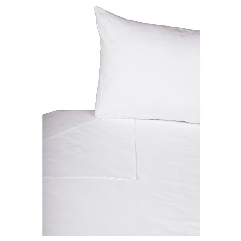 JUST HOME COLLECTION - Juego de Sábanas Algodón Queen 144 Hilos Blanco