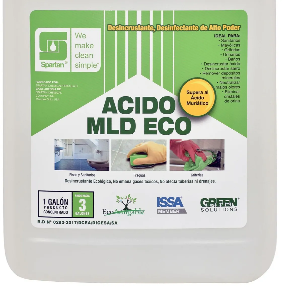 SPARTAN - Desinfectante Acido Desincrust Biodeg Ecológico 1Gl