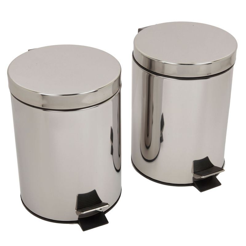 JUST HOME COLLECTION - Set Papeleras Redondas de Metal con Pedal 5 litros