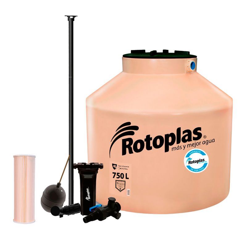 ROTOPLAS - Combo Tanque de Agua Rotoplas 750L + Accesorios + Repuesto de Cartucho Filtro Rotoplas