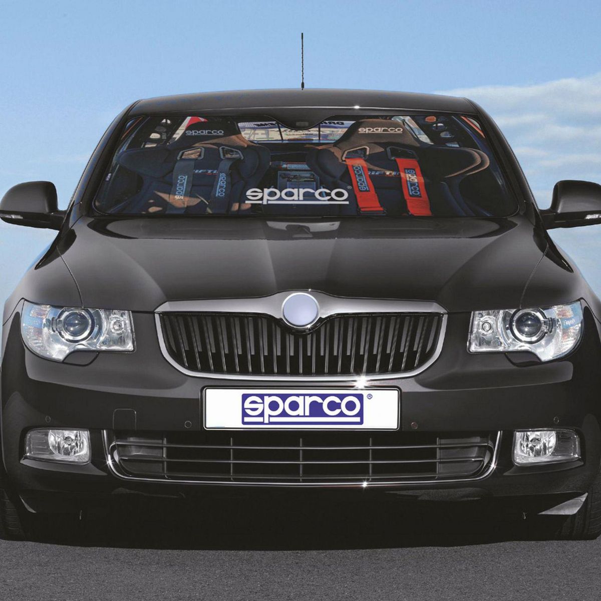 SPARCO - Tapasol para Auto Poliéster 130 x 70 Cm Negro