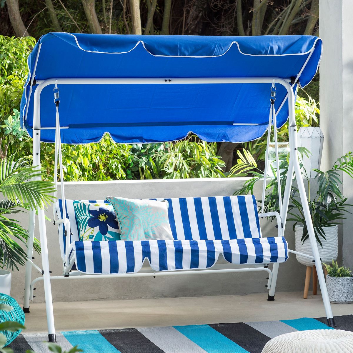 JUST HOME COLLECTION - Sillón Columpio Azul para 3 personas