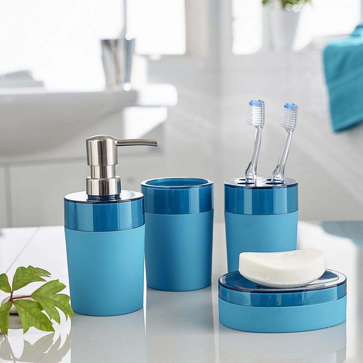 JUST HOME COLLECTION - Portacepillo Plástico Turquesa