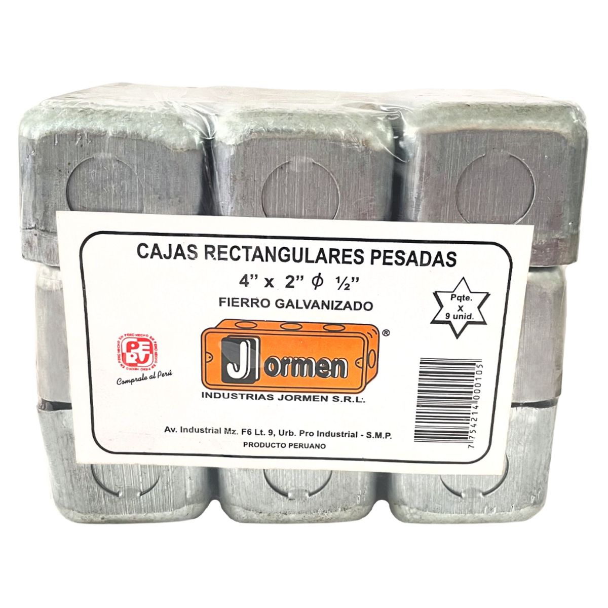 JORMEN - Packx9 Caja de Pase Rectangular Pesada