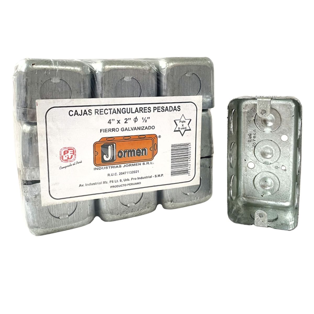 JORMEN - Packx9 Caja de Pase Rectangular Pesada