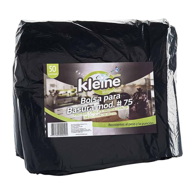 KLEINE WOLKE - Bolsa para basura 75 L pack x 50