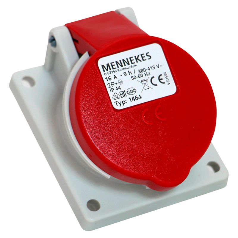 MENNEKES - Toma Empotrada 16A 2P/T415V Rojo IP 44