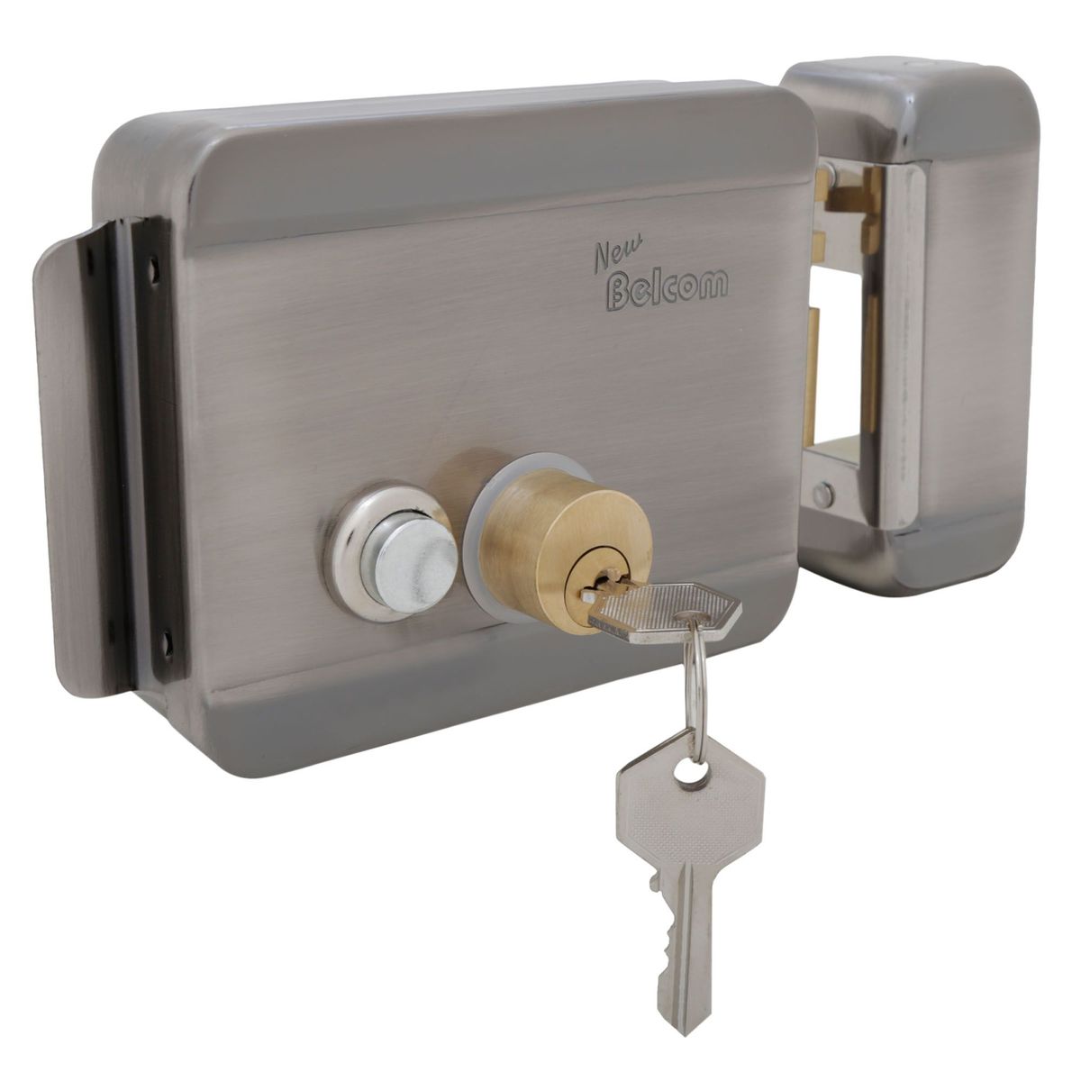 BELCOM - Cerradura Eléctrica 12V con Botón Belcom