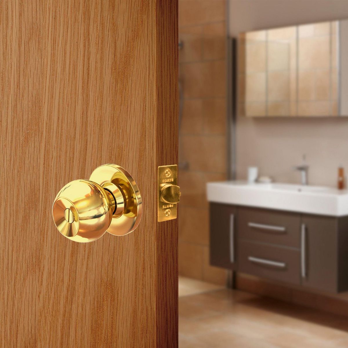 FORTE - Cerradura de Pomo Baño Dorado