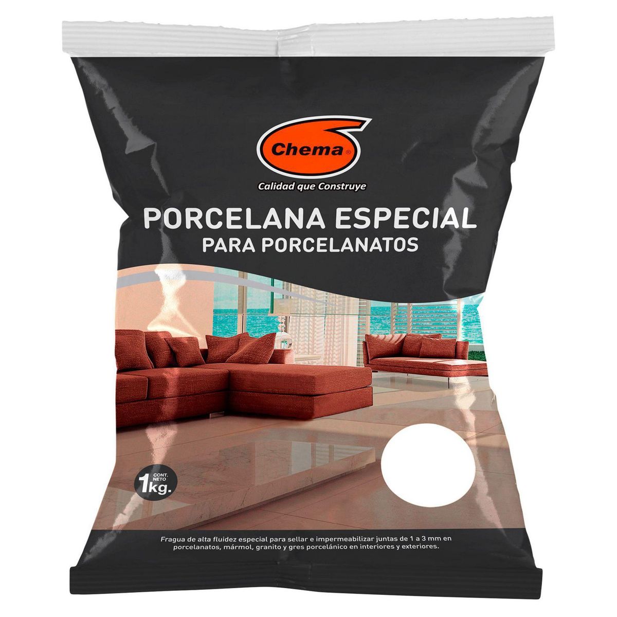 CHEMA - Fragua para Porcelanatos Súper Blanco 1kg