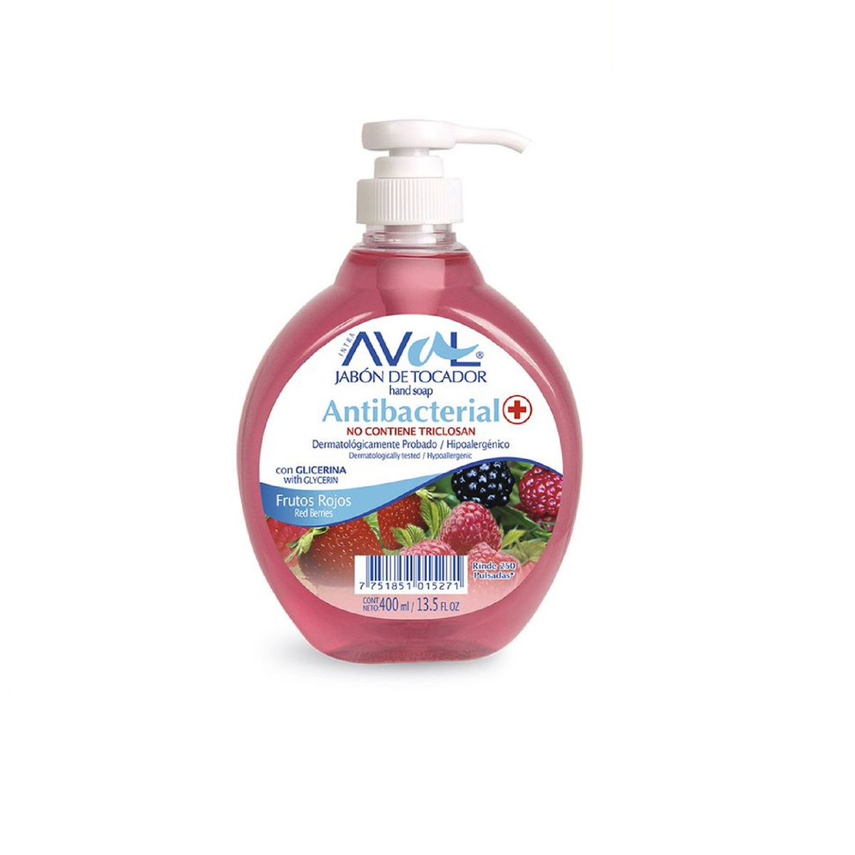 AVAL - Jabón Líquido Antibacterial Frutos Rojos Aval 400Ml