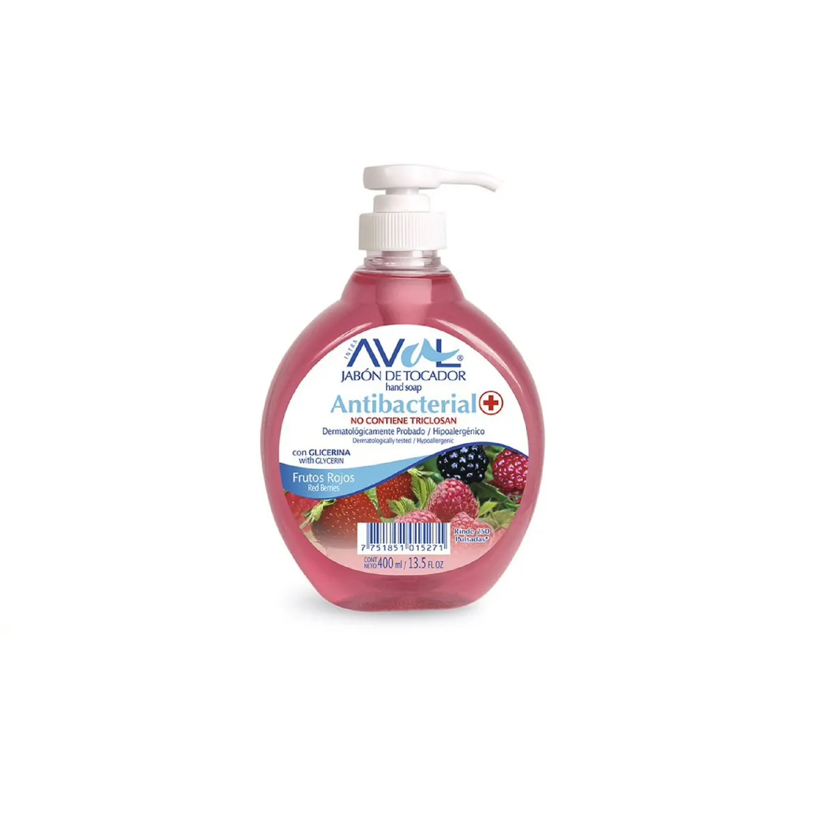 AVAL - Jabón Líquido Antibacterial Frutos Rojos Aval 400Ml