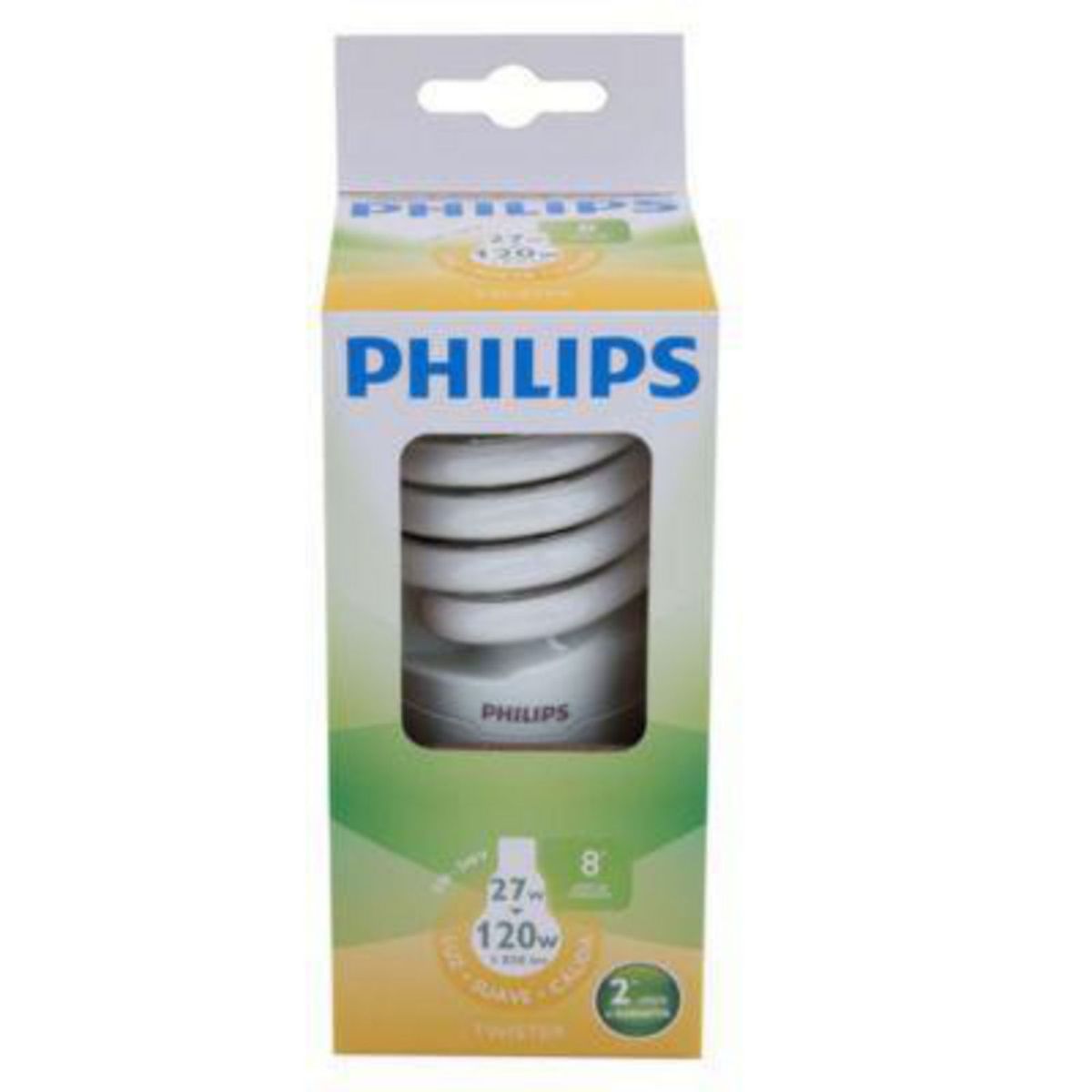 PHILIPS - Foco Ahorrador Mini Espiral E27 27W Luz Amarilla