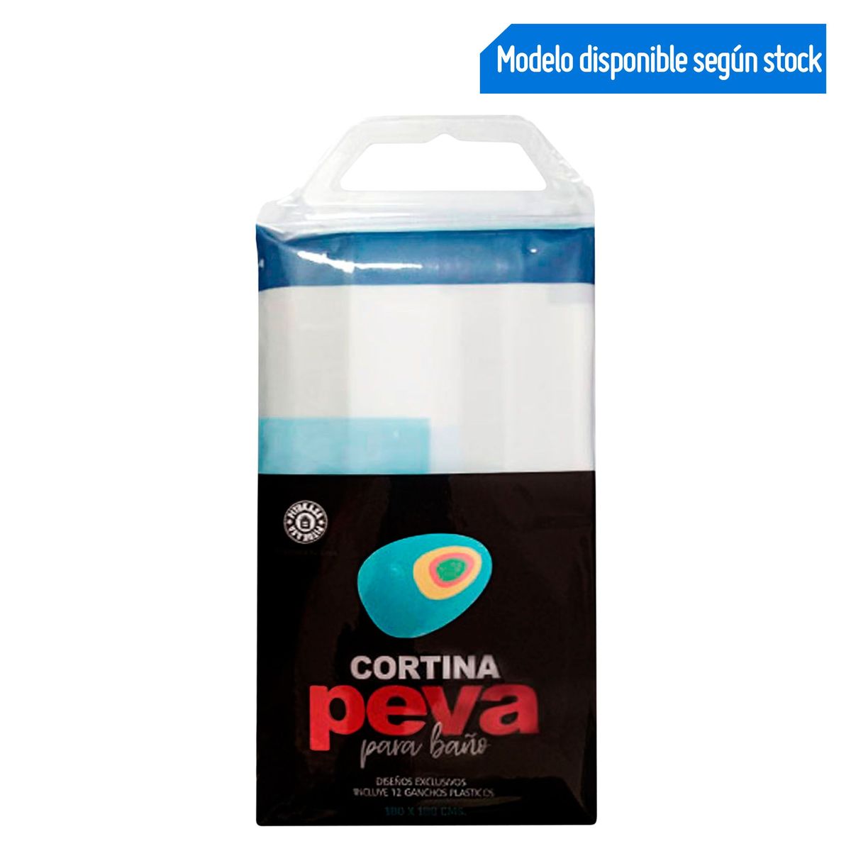 DOS POR MEDIO - Cortina de Baño Peva Cuadrado Azul y Negro 180x180cm