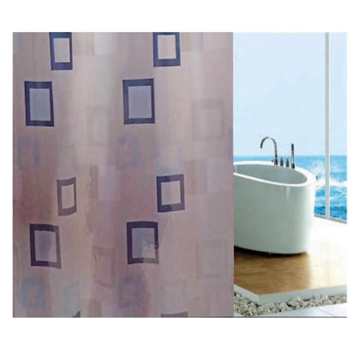 DOS POR MEDIO - Cortina de Baño Peva Cuadrado Azul y Negro 180x180cm