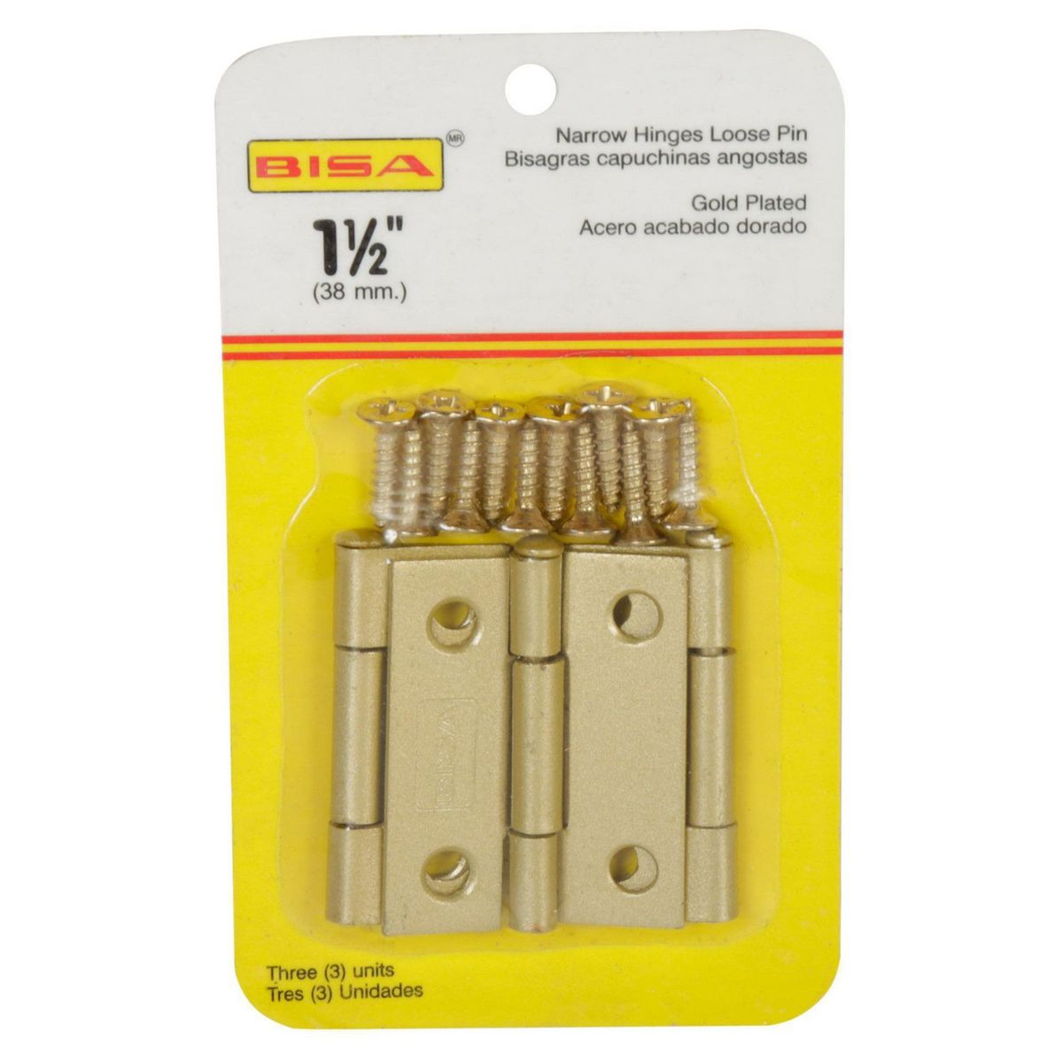 GENERICO - Bisagra Dorado 1.5x1 1/8" x 3 und