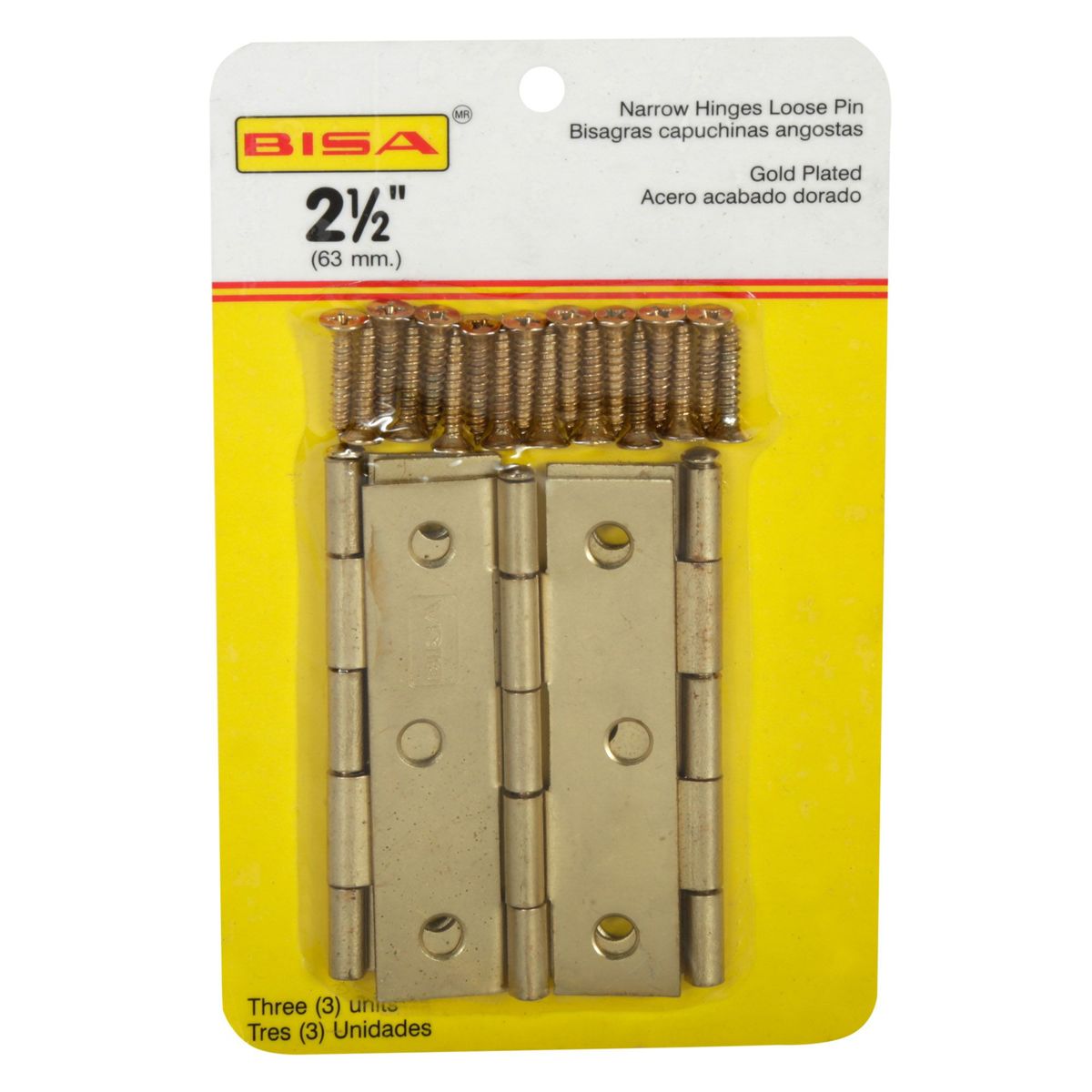 GENERICO - Bisagra Dorado 2.5x1.5" x 3 und