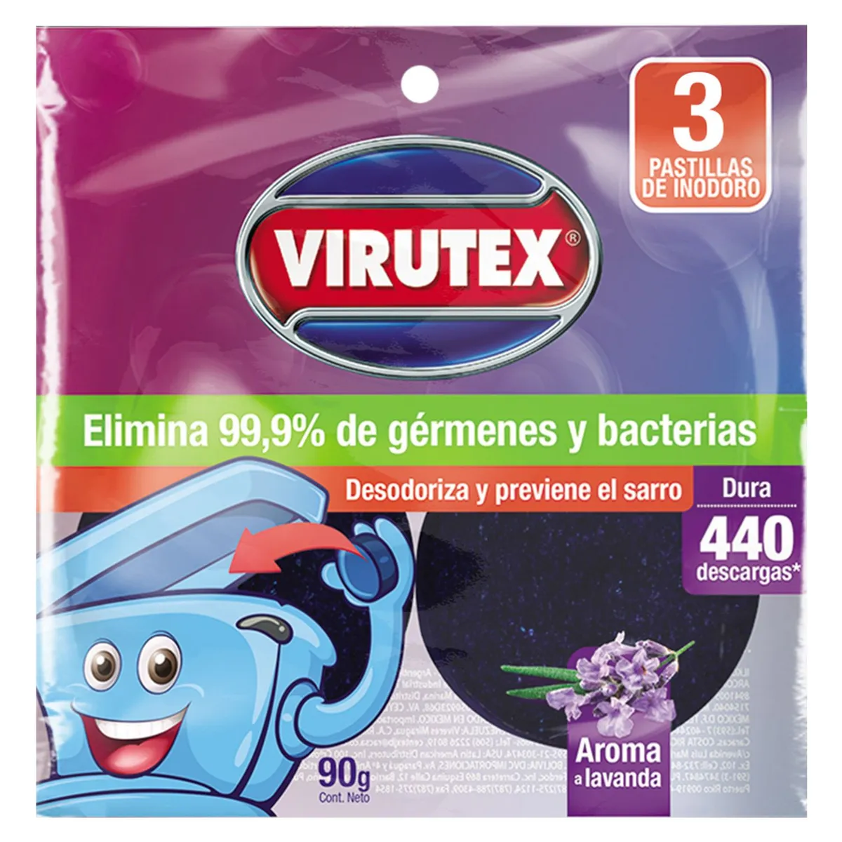 VIRUTEX - Pastillas Para Inodoro Lavanda X3 Unid