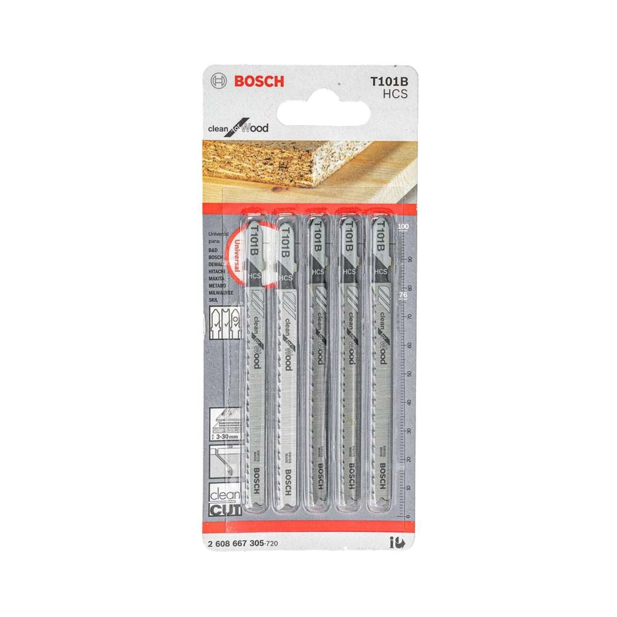 BOSCH - Hoja de sierra - Set de 5 HojasT101B Clean for wood 26 Dientes Bosch