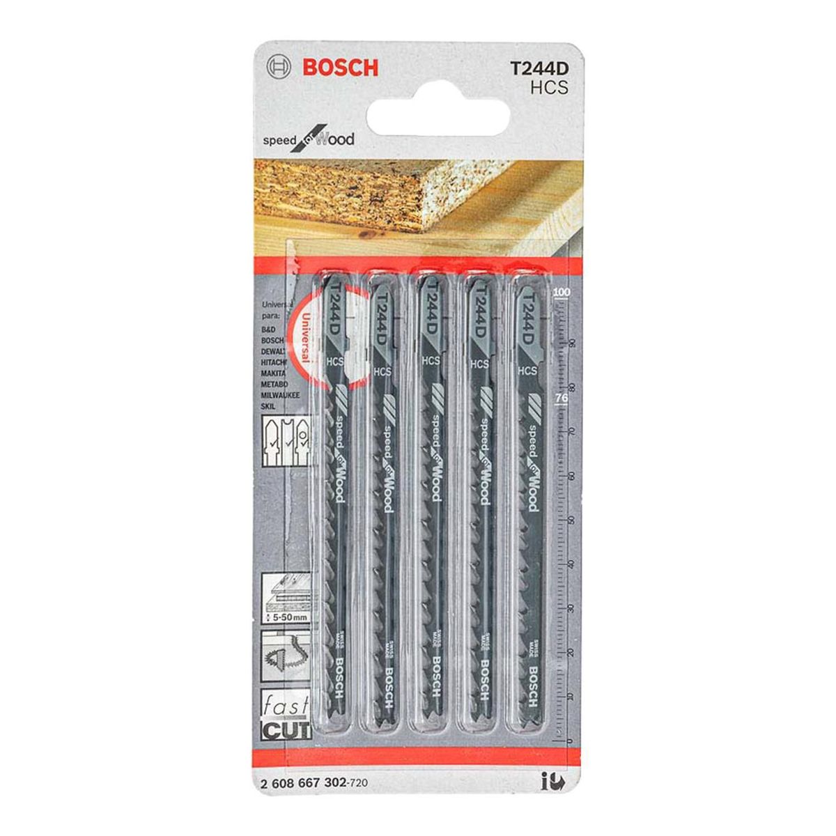 BOSCH - Hoja de sierra para calar T244D x 5 unidades Bosch
