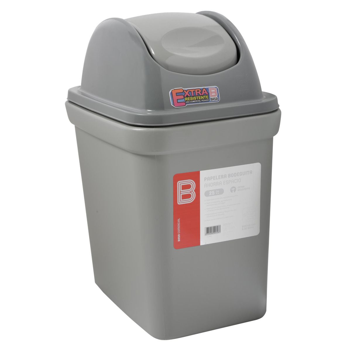 BASA - Papelera de Polietileno Basa Gris 25L