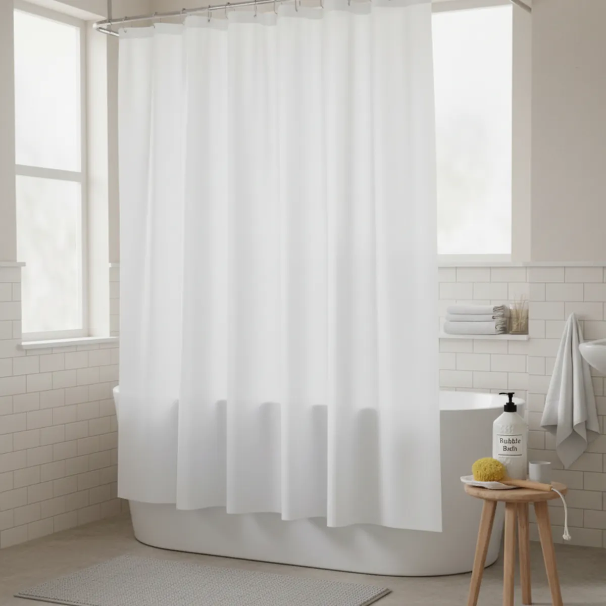 CASA BONITA - Cortina de Baño Blanca 180x180cm