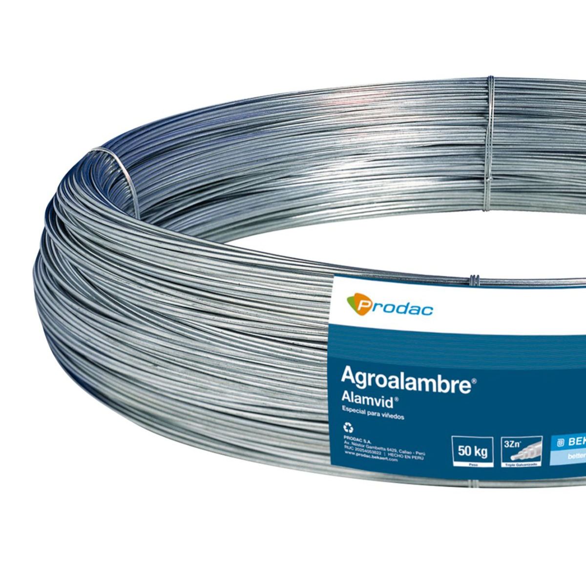 PRODAC - Alambre Galvanizado Zincopro N°12x50kg por Rollo