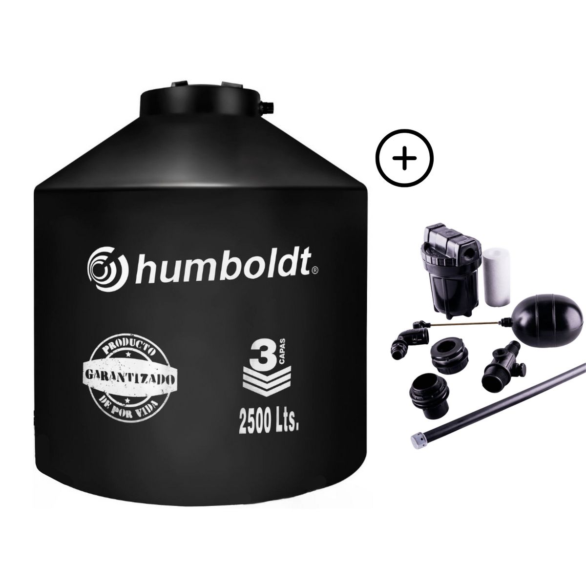 HUMBOLDT - Tanque de Agua Negro Humboldt 2500 L + Accesorios