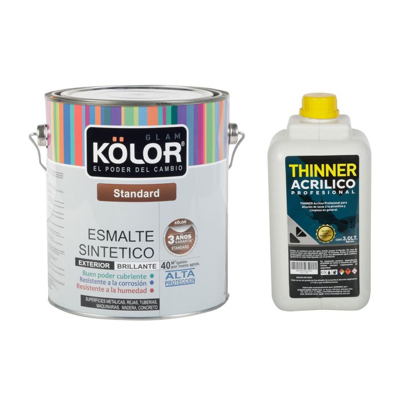  - Esmalte Standard Caterpillar Brillante 1gl + Thiner Acrílico Profesional 3L