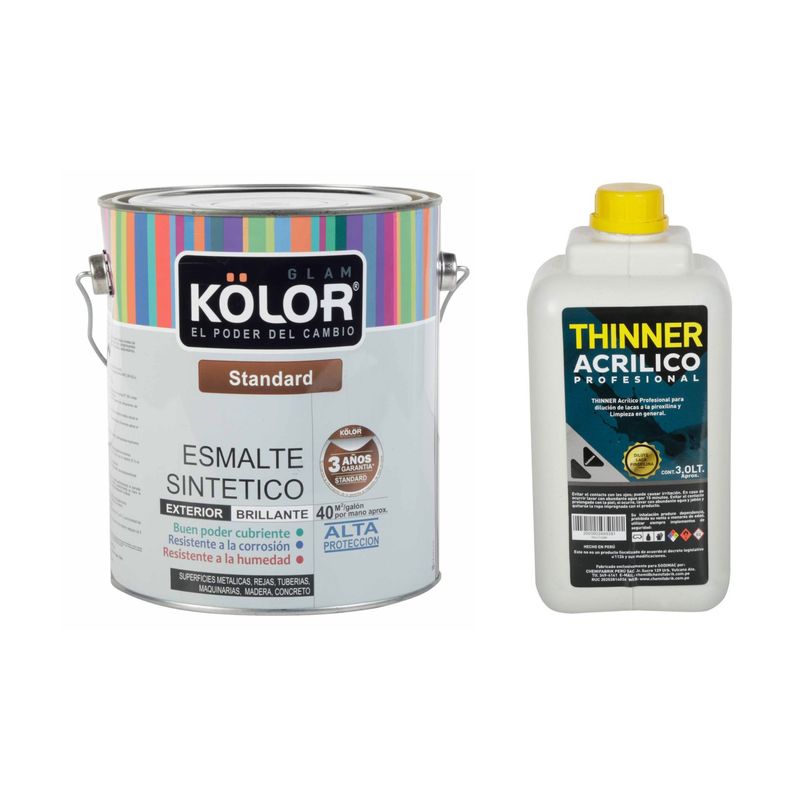  - Esmalte sintético Gris claro 1GL + Thiner Acrílico Profesional 3L