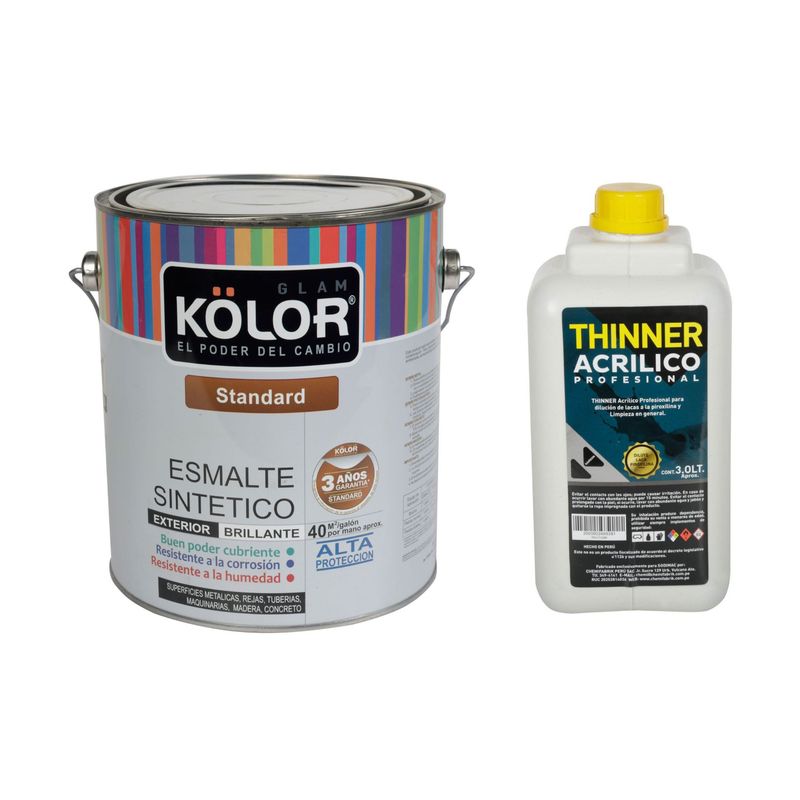  - Esmalte Standard Gris Oscuro Brillante 1gl + Thiner Acrílico Profesional 3L