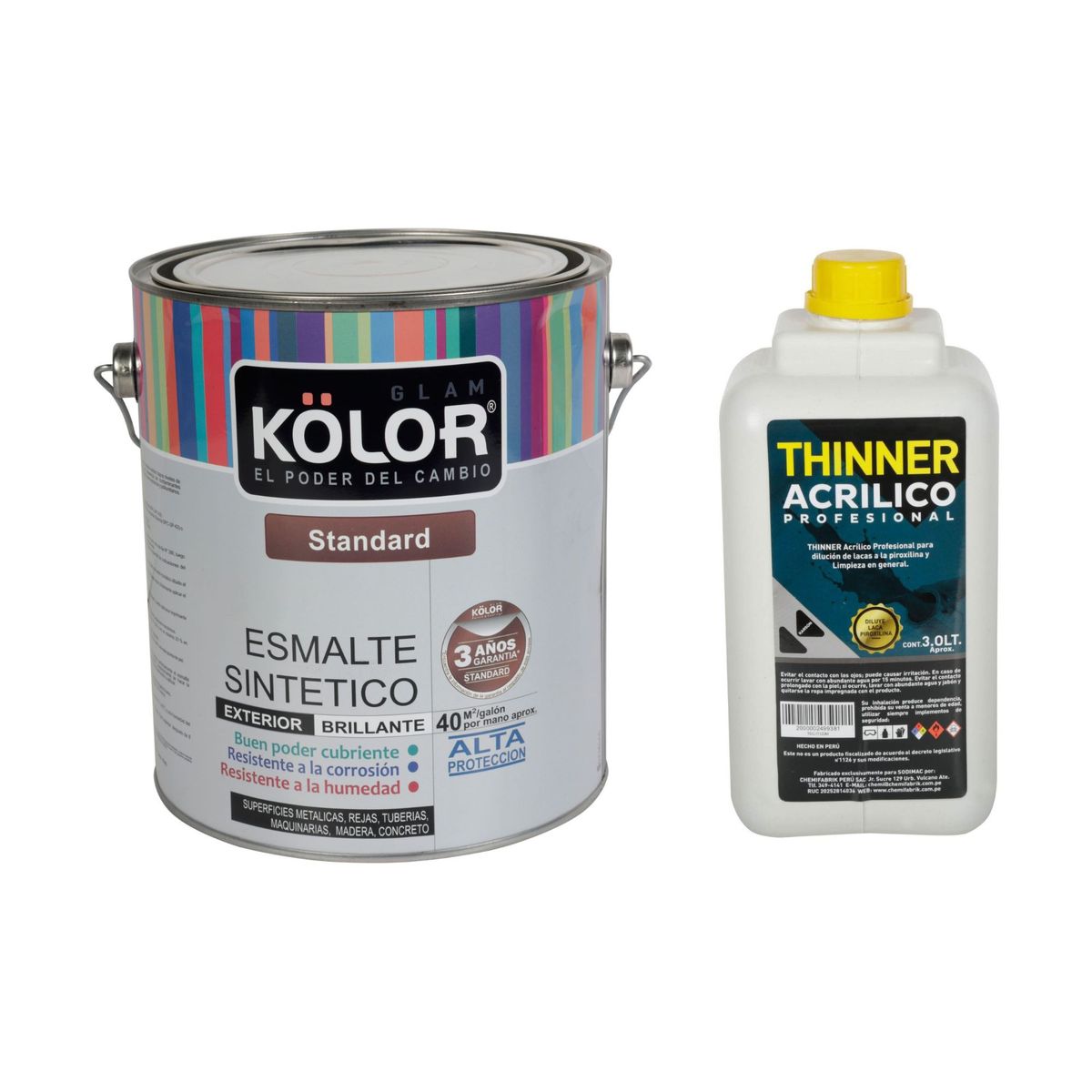  - Esmalte Standard Rojo Oxidado Brillante 1gl + Thiner Acrílico Profesional 3L