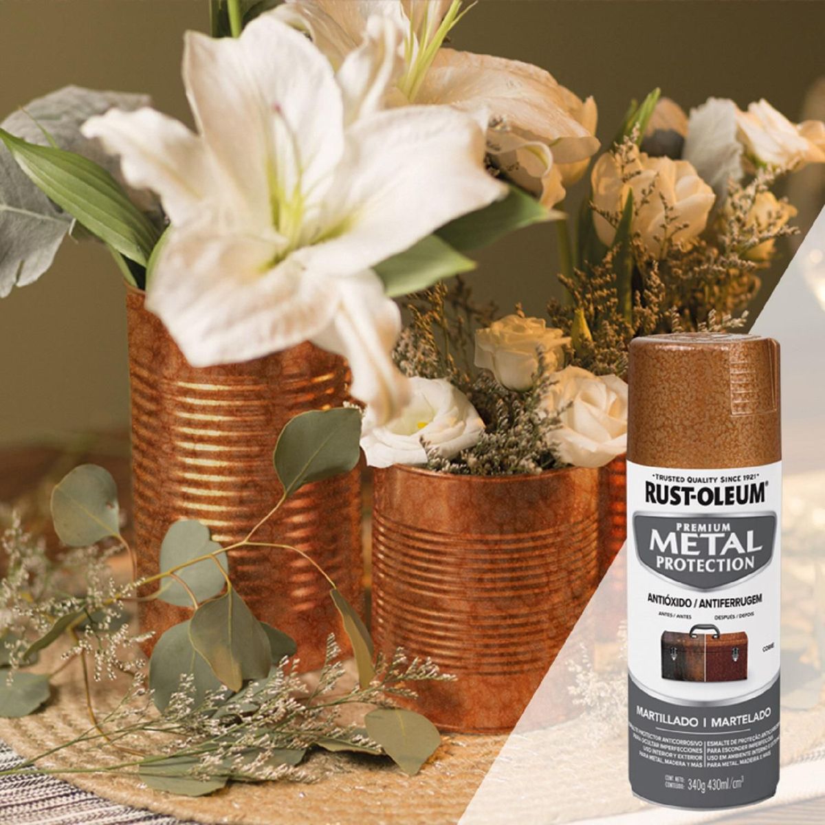 RUST OLEUM - Spray Protector de Superficies Metálicas Martillado Cobre 340 Gr
